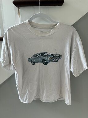 J.CAL T-Shirt Short Sleeve White with Blue Car Graphic